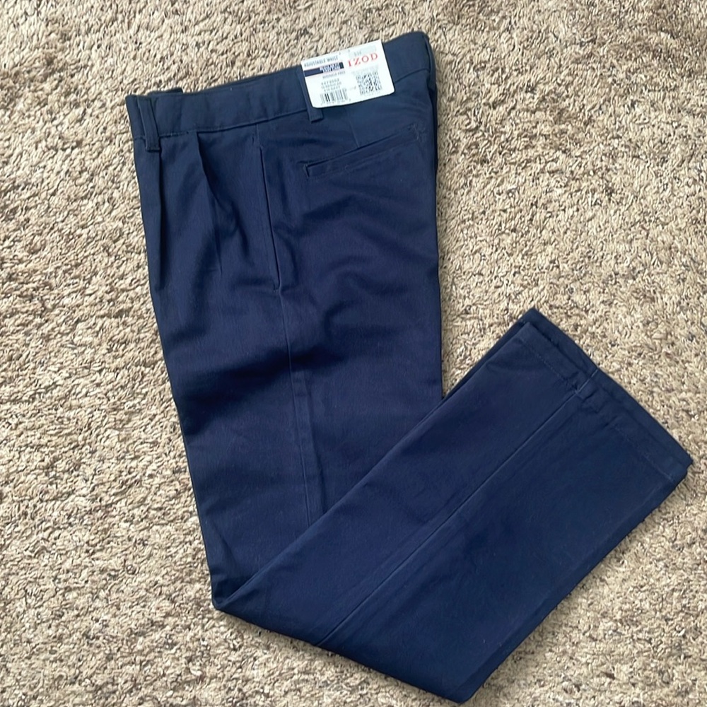 IZOD NWT Boys Regular Fit Navy Dress Pants Uniform Size 10